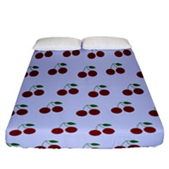 Blue Cherries Fitted Sheet (queen Size) by snowwhitegirl