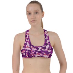 Pink Camo Criss Cross Racerback Sports Bra by snowwhitegirl