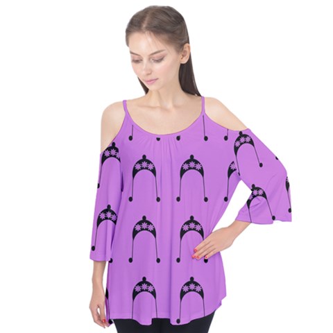 Violet Flower Hat Flutter Tees by snowwhitegirl