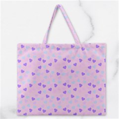 Blue Pink Hearts Zipper Large Tote Bag by snowwhitegirl