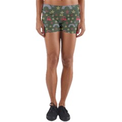 Music Stars Grass Green Yoga Shorts by snowwhitegirl