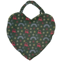 Music Stars Grass Green Giant Heart Shaped Tote by snowwhitegirl