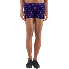 Music Stars Navy Yoga Shorts by snowwhitegirl