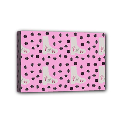 Deer Boots Pink Grey Mini Canvas 6  X 4  by snowwhitegirl