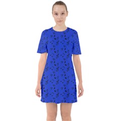 Royal Blue Music Sixties Short Sleeve Mini Dress by snowwhitegirl