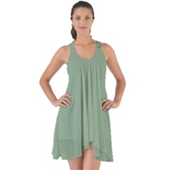 Mossy Green Show Some Back Chiffon Dress by snowwhitegirl