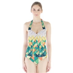 Background Geometric Triangle Halter Swimsuit by Nexatart