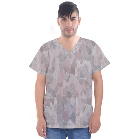 Pattern Mosaic Form Geometric Men s V-neck Scrub Top by Nexatart