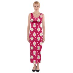 Daisy Dots Light Red Fitted Maxi Dress by snowwhitegirl