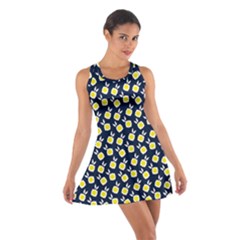 Square Flowers Navy Blue Cotton Racerback Dress by snowwhitegirl