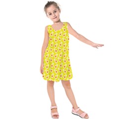 Square Flowers Yellow Kids  Sleeveless Dress by snowwhitegirl