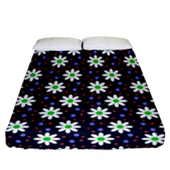 Daisy Dots Navy Blue Fitted Sheet (queen Size) by snowwhitegirl