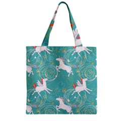 Magical Flying Unicorn Pattern Zipper Grocery Tote Bag by Bigfootshirtshop