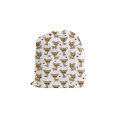 Chihuahua Pattern Drawstring Pouches (small)  by Valentinaart