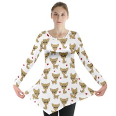 Chihuahua Pattern Long Sleeve Tunic  by Valentinaart