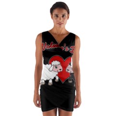 Valentines Day - Sheep  Wrap Front Bodycon Dress by Valentinaart