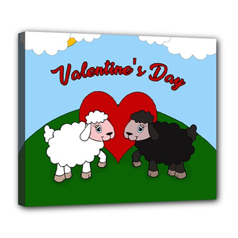 Valentines Day - Sheep  Deluxe Canvas 24  X 20   by Valentinaart