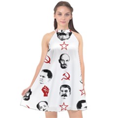 Communist Leaders Halter Neckline Chiffon Dress  by Valentinaart