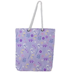 Violet,lavender,cute,floral,pink,purple,pattern,girly,modern,trendy Full Print Rope Handle Tote (large) by NouveauDesign