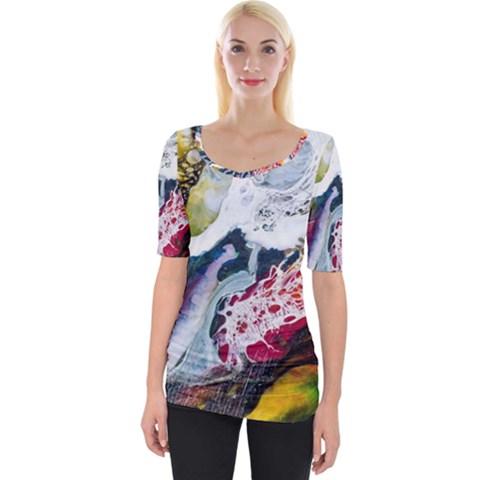 Abstract Art Detail Painting Wide Neckline Tee by Nexatart