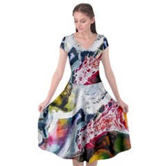 Abstract Art Detail Painting Cap Sleeve Wrap Front Dress by Nexatart