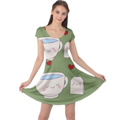 Cute Tea Cap Sleeve Dress by Valentinaart