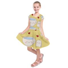 Cute Tea Kids  Short Sleeve Dress by Valentinaart