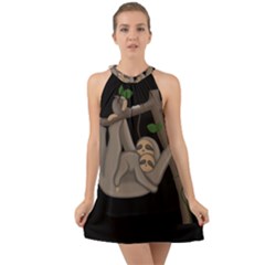 Cute Sloth Halter Tie Back Chiffon Dress by Valentinaart