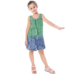 Knitted Wool Square Blue Green Kids  Sleeveless Dress by snowwhitegirl