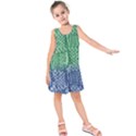 Knitted Wool Square Blue Green Kids  Sleeveless Dress View1