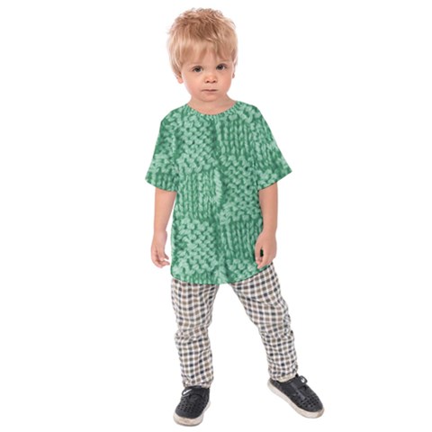 Knitted Wool Square Green Kids Raglan Tee by snowwhitegirl