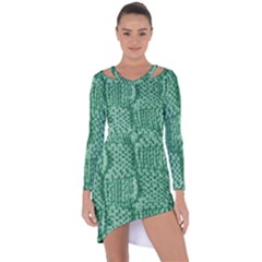 Knitted Wool Square Green Asymmetric Cut-out Shift Dress by snowwhitegirl