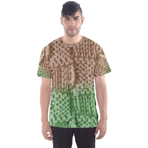 Knitted Wool Square Beige Green Men s Sports Mesh Tee by snowwhitegirl