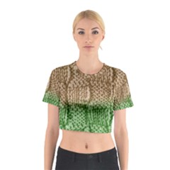 Knitted Wool Square Beige Green Cotton Crop Top by snowwhitegirl