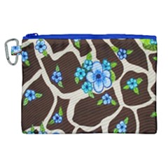 Floral Giraffe Print Canvas Cosmetic Bag (xl) by dawnsiegler