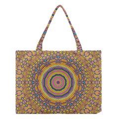 Wood Festive Rainbow Mandala Medium Tote Bag by pepitasart