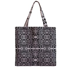 Dark Oriental Ornate Pattern Zipper Grocery Tote Bag by dflcprints