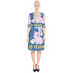 Go Vegan - Cute Pig And Chicken Wrap Up Cocktail Dress by Valentinaart