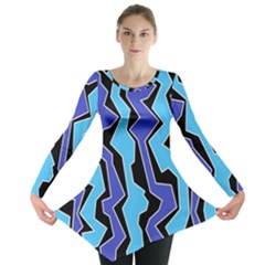 Vertical Blues Polynoise Long Sleeve Tunic  by jumpercat