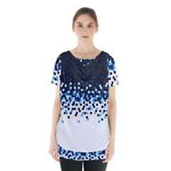 Flat Tech Camouflage Reverse Blue Skirt Hem Sports Top by jumpercat