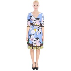 Friends Not Food - Cute Cow, Pig And Chicken Wrap Up Cocktail Dress by Valentinaart