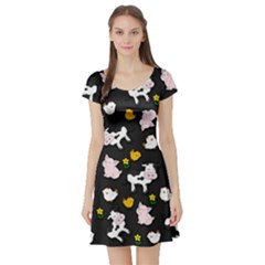 The Farm Pattern Short Sleeve Skater Dress by Valentinaart