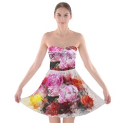 Flowers Roses Wedding Bouquet Art Strapless Bra Top Dress by Nexatart