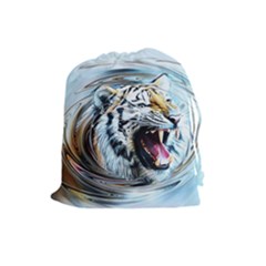 Tiger Animal Art Swirl Decorative Drawstring Pouches (large)  by Nexatart