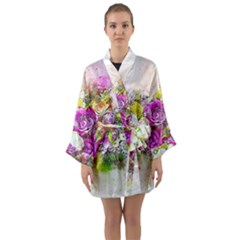 Flowers Bouquet Art Nature Long Sleeve Kimono Robe by Nexatart