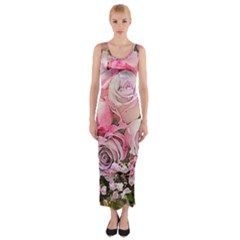 Flowers Bouquet Wedding Art Nature Fitted Maxi Dress by Nexatart