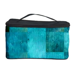 Background Squares Blue Green Cosmetic Storage Case by Nexatart