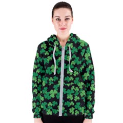 St  Patricks Day Clover Pattern Women s Zipper Hoodie by Valentinaart