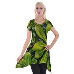 Top View Leaves Short Sleeve Side Drop Tunic by dflcprints