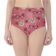 Vintage Glasses Rose High-waist Bikini Bottoms by snowwhitegirl